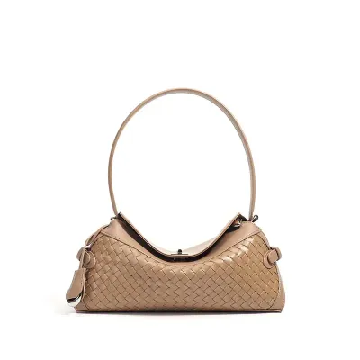 GENUINE LEATHER WOVEN UNDERARM BAG